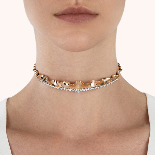 Rays of Sun mini choker with white diamonds