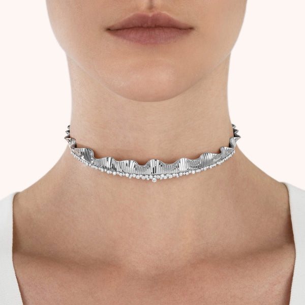 Rays of Sun mini choker with white diamonds