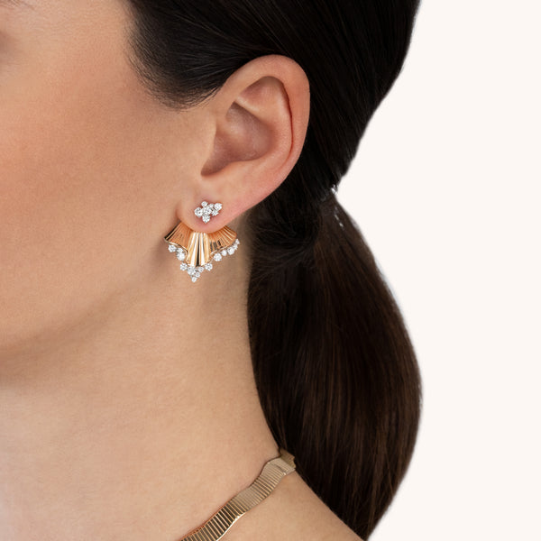 Rays of Sun earrings with white diamonds