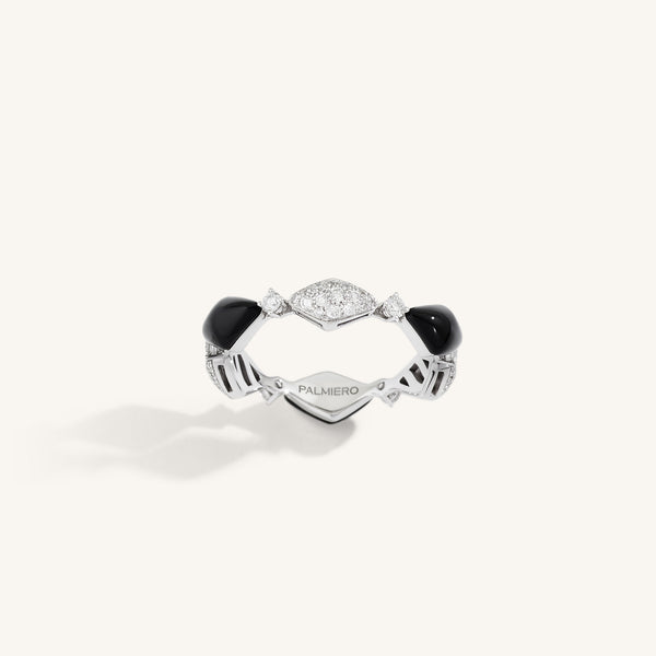 Decò ring with onyx and white diamonds