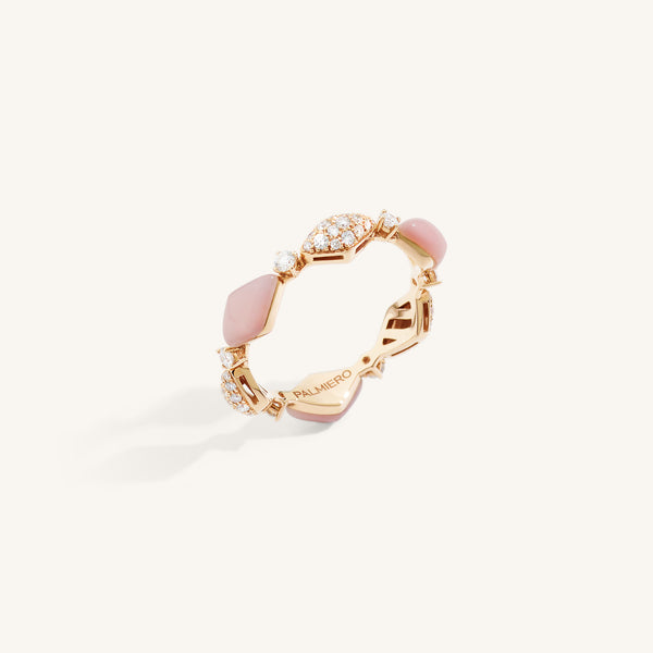 Decò ring with pink opals and white diamonds
