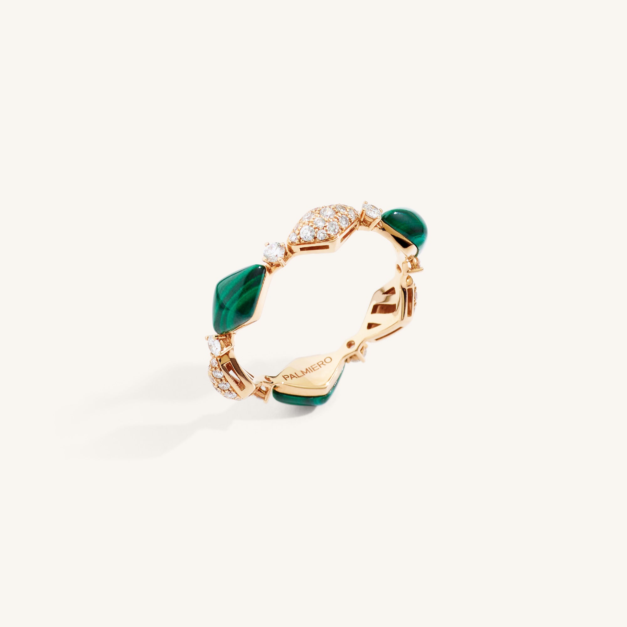 Decò ring with malachite and white diamonds