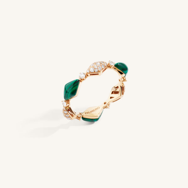 Decò ring with malachite and white diamonds