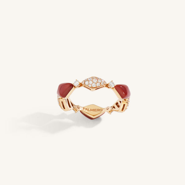 Decò ring with carnelian and white diamonds