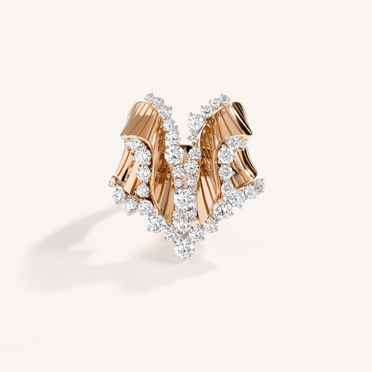 Rays of Sun ring with white diamonds
