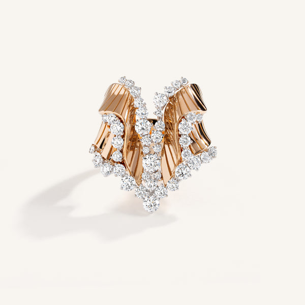 Rays of Sun ring with white diamonds