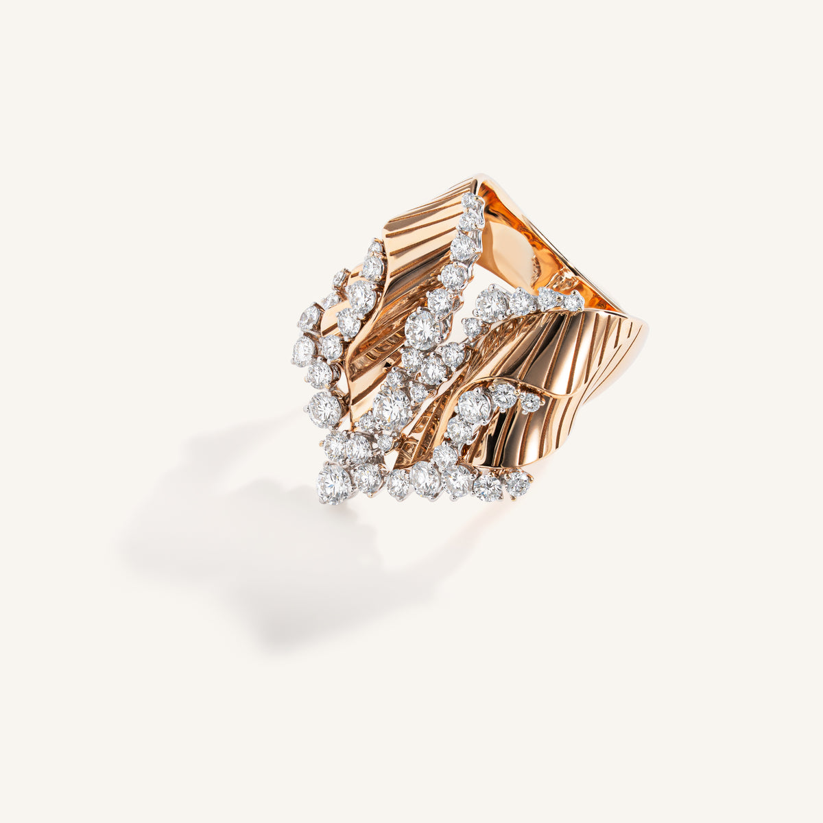Rays of Sun ring with white diamonds