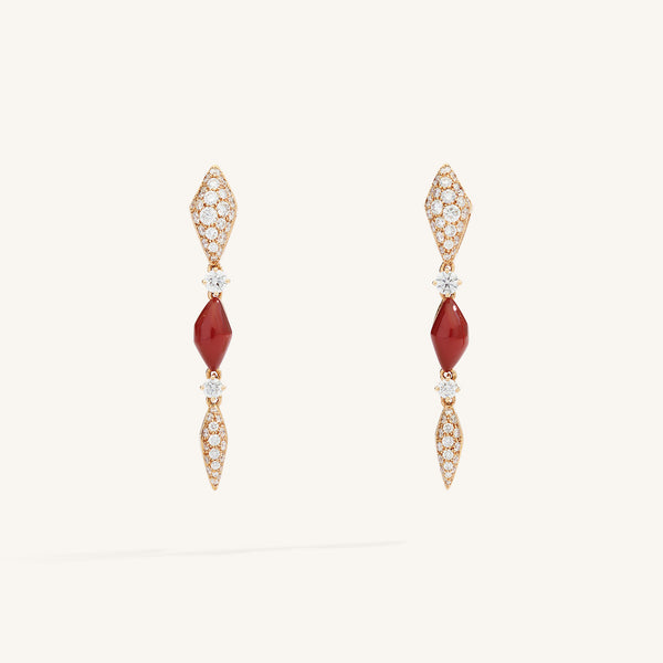 Decò earrings with carnelian and white diamonds