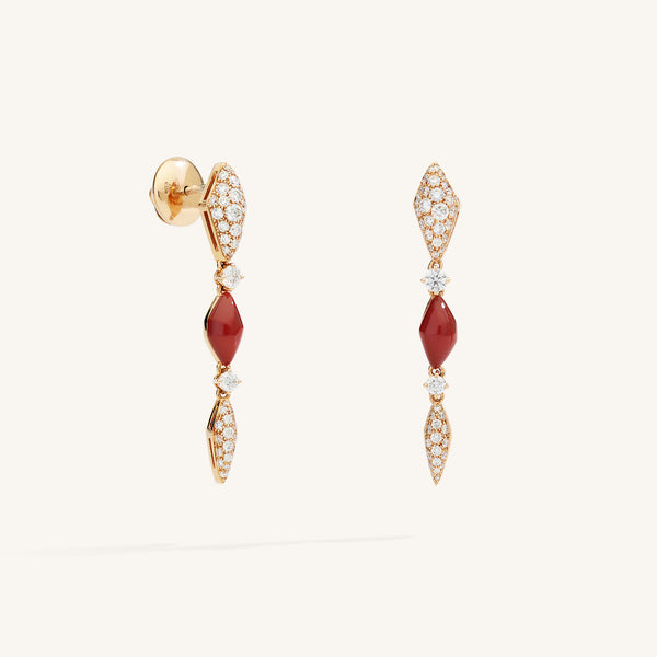 Decò earrings with carnelian and white diamonds