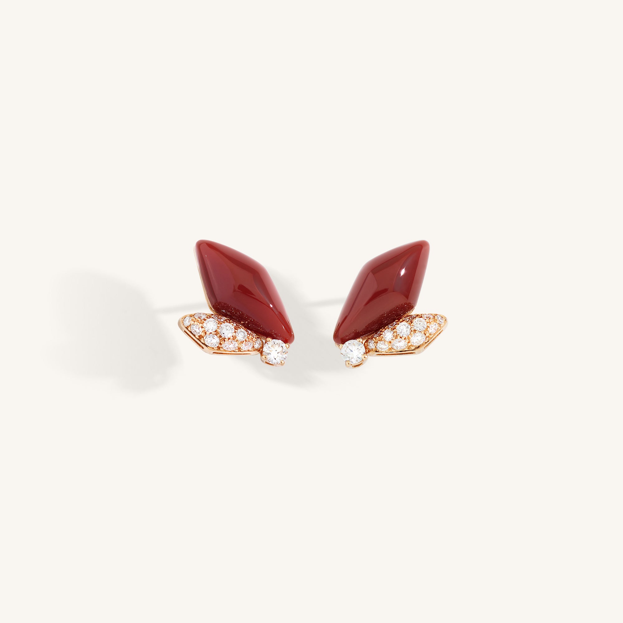 Decò earrings with carnelian and white diamonds