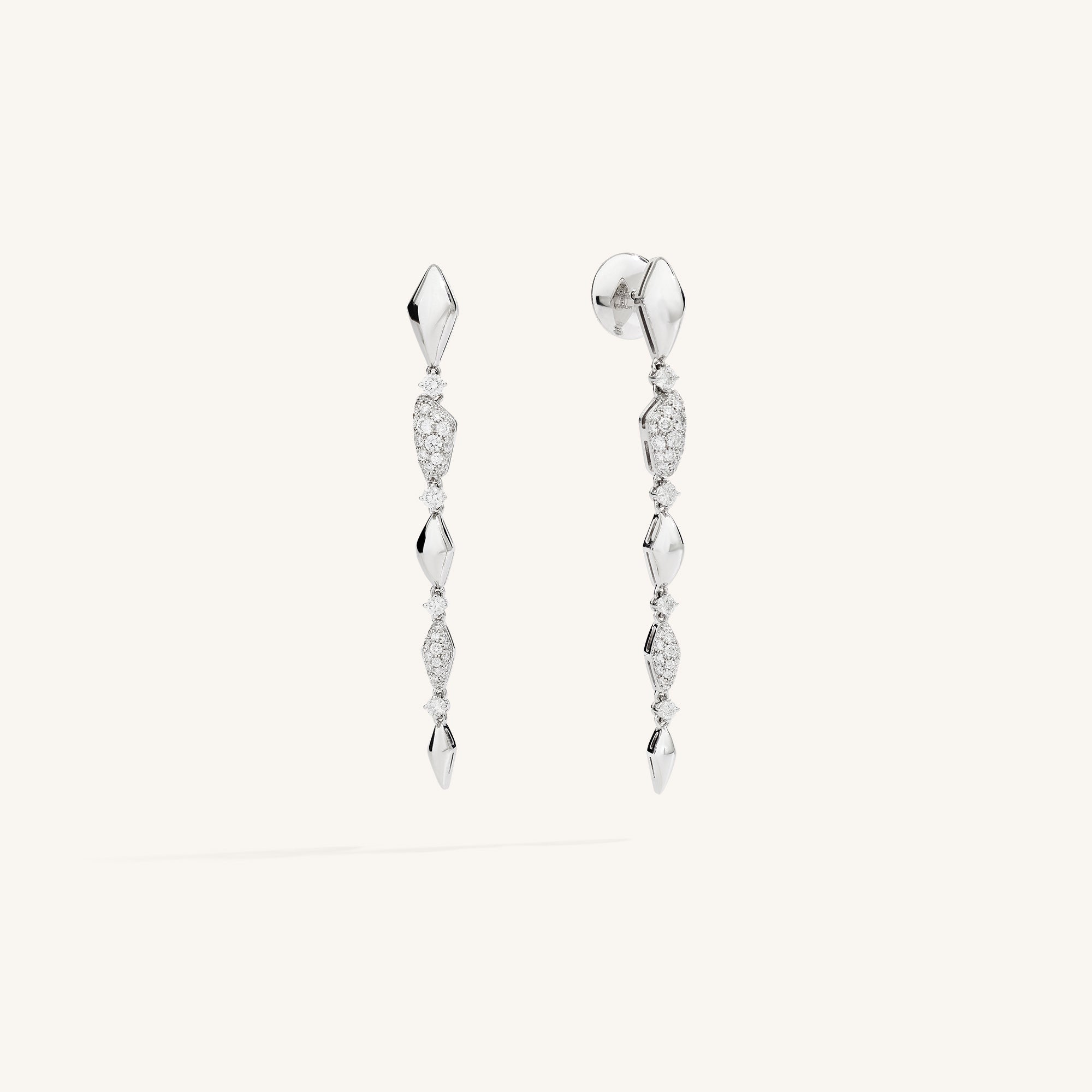 Decò long earrings with  white diamonds