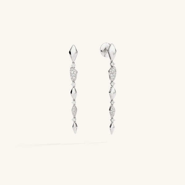 Decò long earrings with  white diamonds