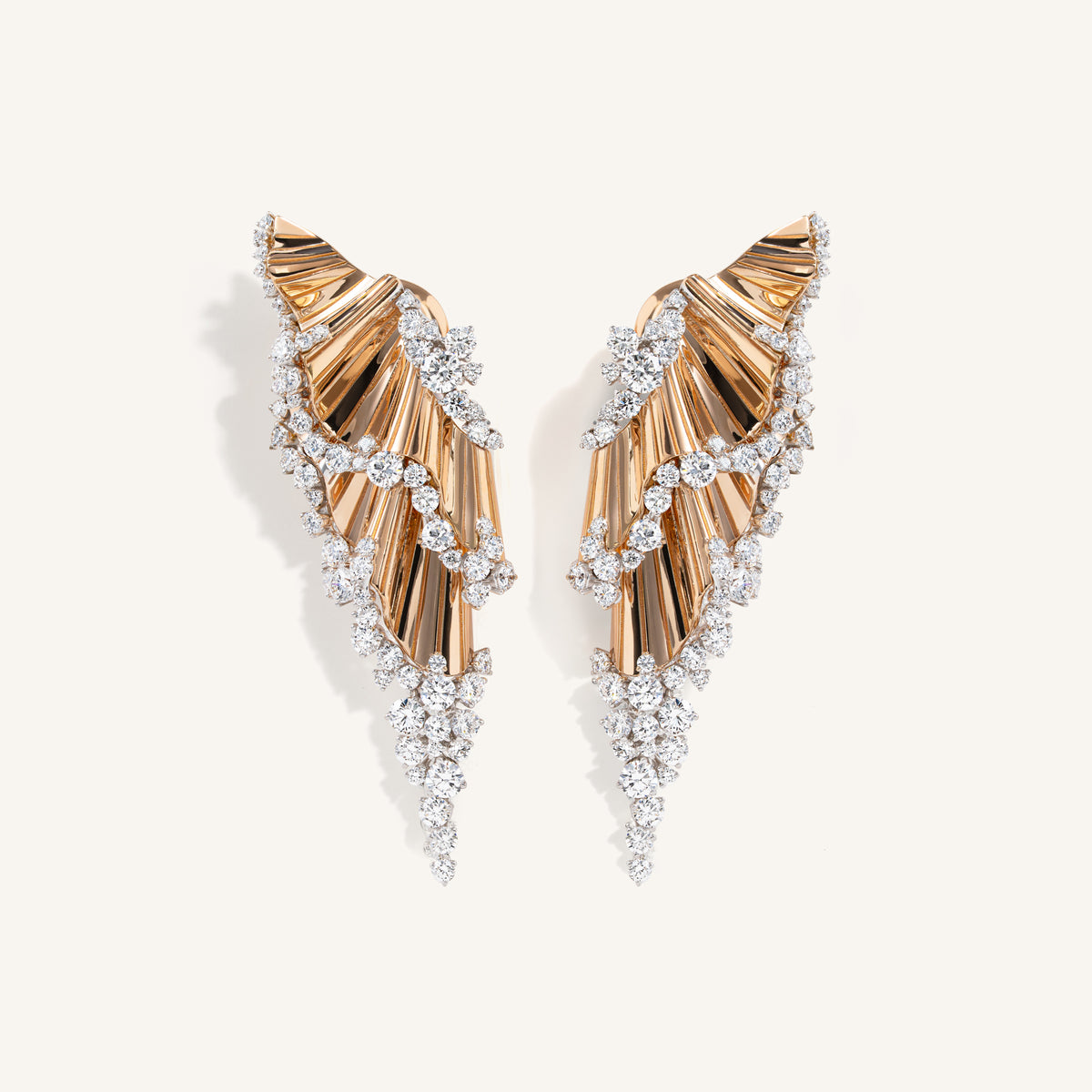 Rays of Sun earrings with white diamonds