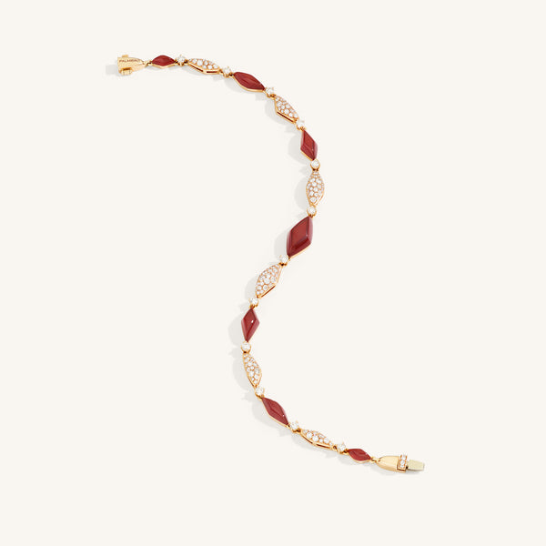 Decò bracelet with carnelian and white diamonds