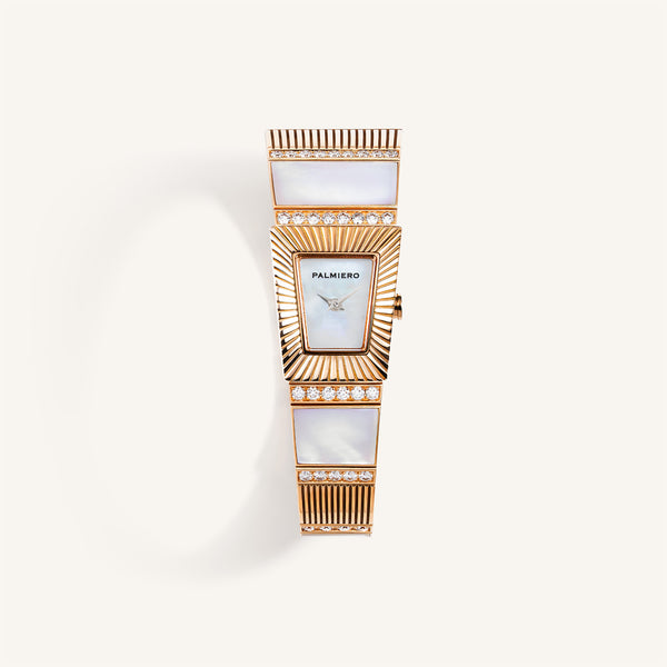 Cleopatra watch with white diamonds and mother of pearl on rose gold