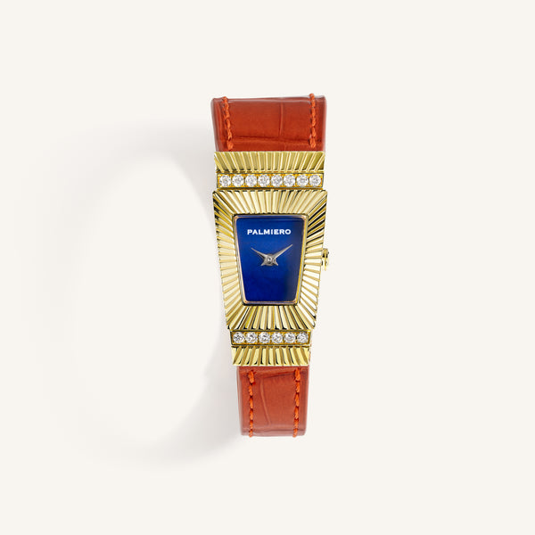 Cleopatra watch with white diamonds and lapis