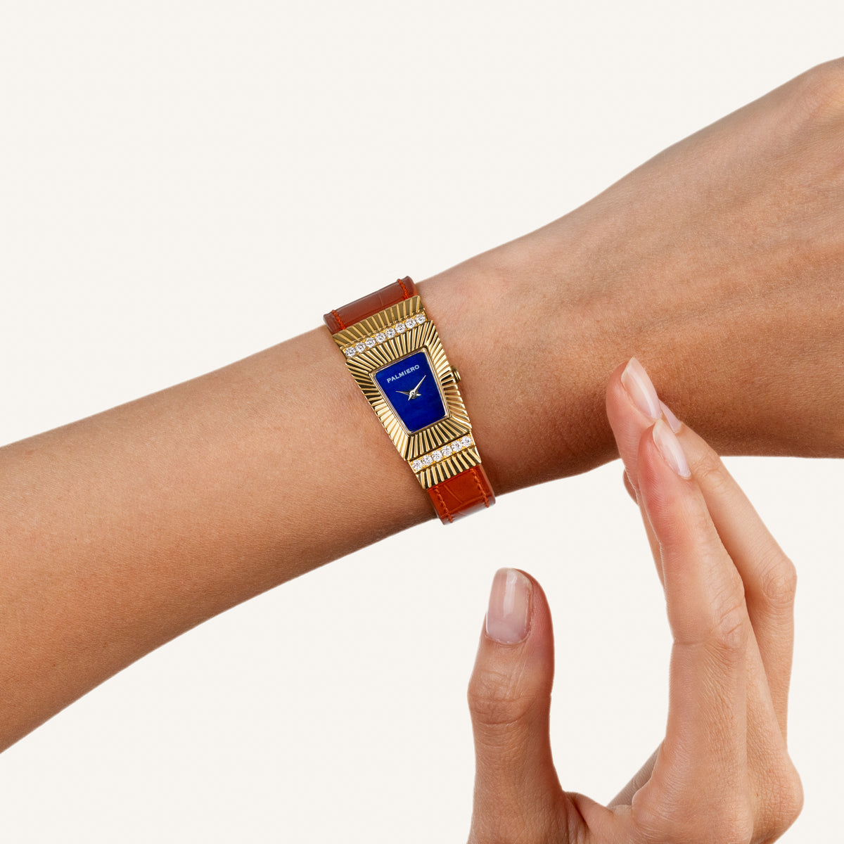 Cleopatra watch with white diamonds and lapis