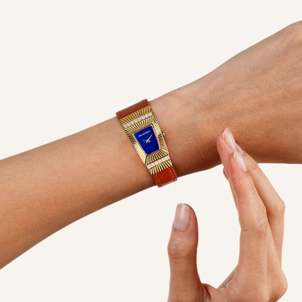 Cleopatra watch with white diamonds and lapis