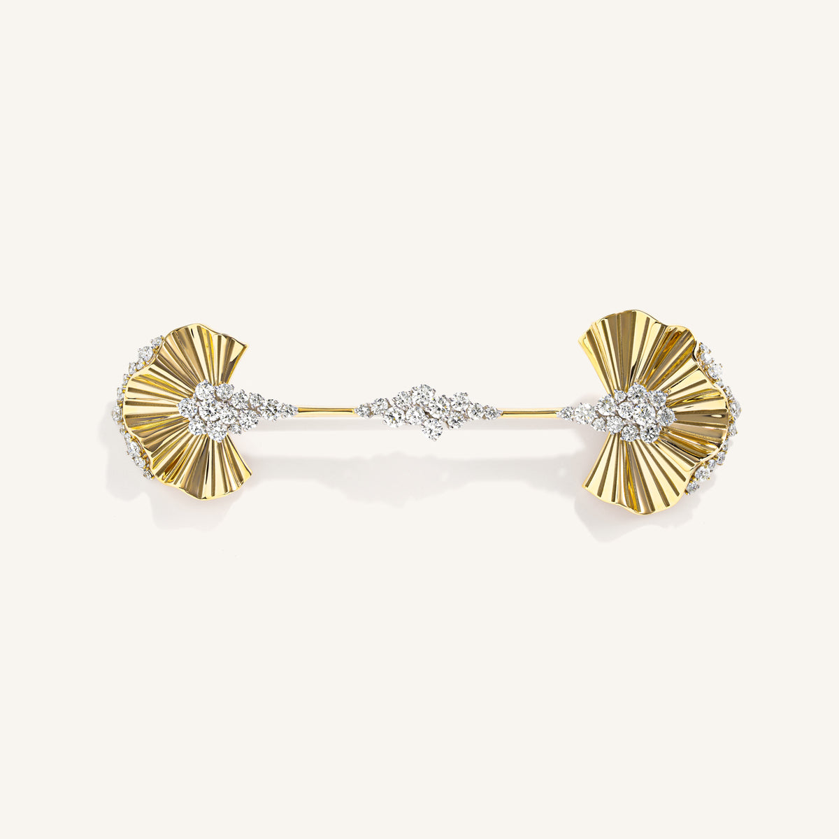 Rays of sun brooch with white diamonds