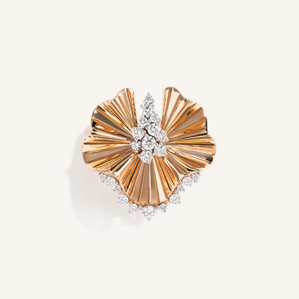 Rays of sun brooch with white diamonds