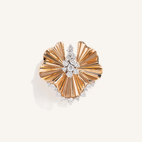 Rays of sun brooch with white diamonds
